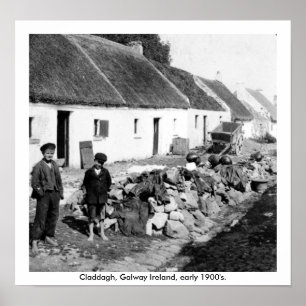 Ierland - het dorp Claddagh begin 1900 in Galway Poster