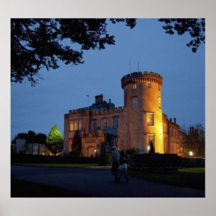 Ierland, het Dromoland Castle verlicht in de schem Poster
