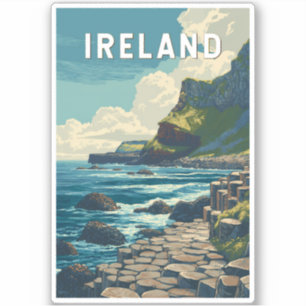 Ierland Illustratie Reis Kunst Vintage Sticker