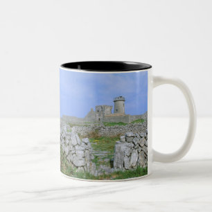 Ierland, Inishmore, Aran Island, Dun Aengus Fort Tweekleurige Koffiemok