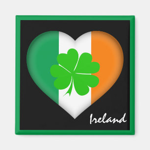 Ierland & Irish Heart, Shamrock Irish flag/sport Magneet