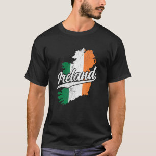 Ierland Kaart En Vlag Vintage Souvenir Vervuild H T-shirt