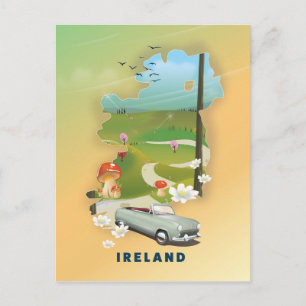 Ierland kaart vintage reisposter