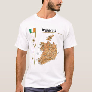 Ierland Kaart + Vlag + Titel T-Shirt