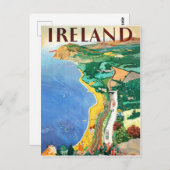 Ierland, kustlijn, oud poster briefkaart (Voorkant / Achterkant)