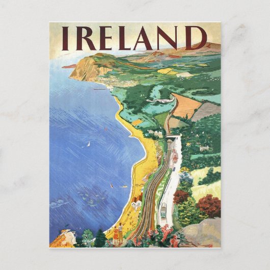 Ierland, kustlijn, oud poster briefkaart (Voorkant)