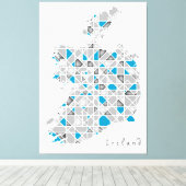 Ierland Map| Crystal Diamond Style Artwork Canvas Afdruk (Insitu (Houten vloer))