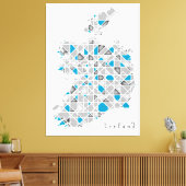 Ierland Map| Crystal Diamond Style Artwork Canvas Afdruk (Insitu (Woonkamer))