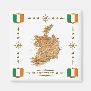 Ierland Map + Flags Magnet Magneet