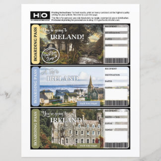 Ierland Mock Ticket voor Reizen en Evenementen