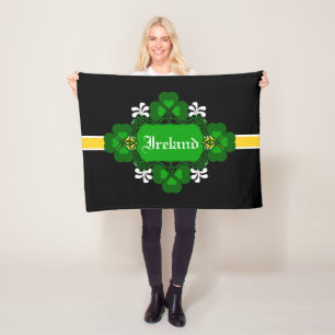 Ierland National Shamrock wit bloem-aangepaste naa Fleece Deken