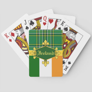 Ierland National Tartan, flag, Customize with name Pokerkaarten
