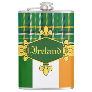 Ierland Nationale Tartan, vlag, Aanpassen met naam Heupfles