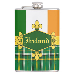 Ierland Nationale Tartan, vlag, Aanpassen met naam Heupfles