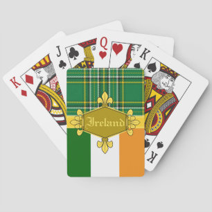 Ierland Nationale Tartan, vlag, Aanpassen met naam Pokerkaarten