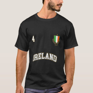 Ierland Nummer 4 Voetbal Team Sport Ierse vlag T-shirt