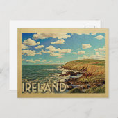 Ierland Ocean Cliffs Vintage Travel Briefkaart (Voorkant / Achterkant)