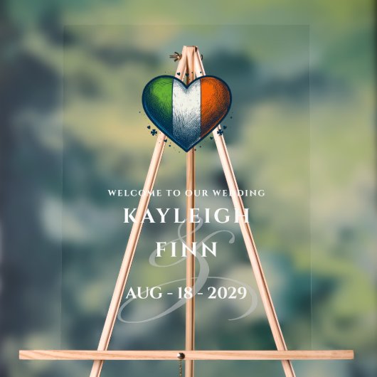 Ierland Paar Hart Bruiloft Welkom Acryl Bord (Neutraal)