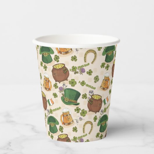  Ierland Pictogram Patroon Papieren Bekers (Voorkant)