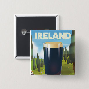 Ierland Pint Reisposter Vierkante Button 5,1 Cm