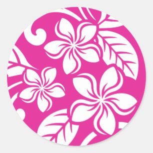 IERLAND PLUMERIA (HOT PINK) CLASSIC ROUND STICKER
