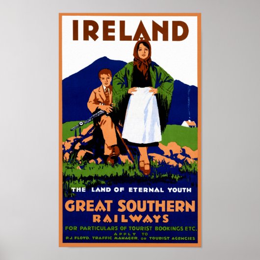 Ierland Poster herstelde Vintage Travel (Voorkant)