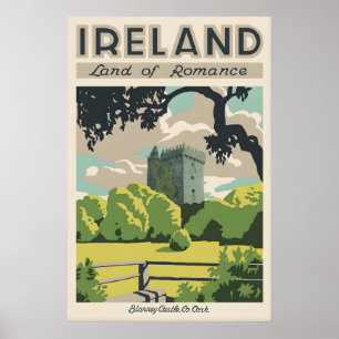 Ierland Reisposter Blarney Castle Vintage Kunst Poster
