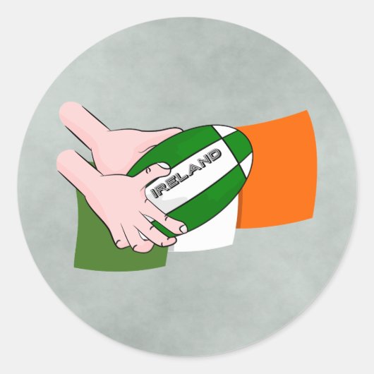 Ierland rugby team supporters vlag met bal ronde sticker (Voorkant)