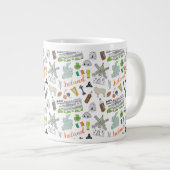Ierland Schets Doodle Patroon Extra Grote Beker (Voorkant rechts)