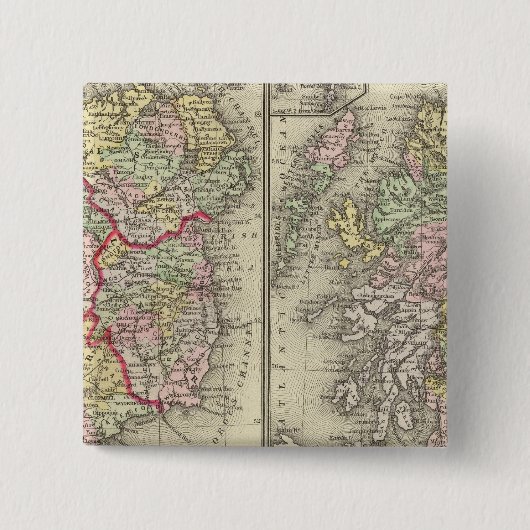 Ierland, Schotland Vierkante Button 5,1 Cm (Voorkant)