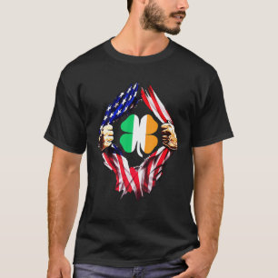 Ierland Shamrock Irish Shamrock Flag bij VS-vlag T-shirt