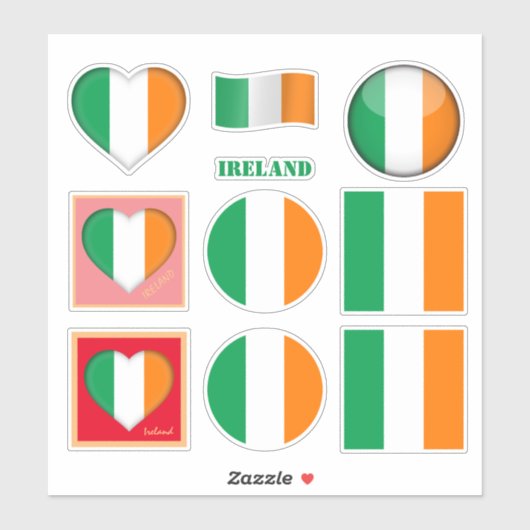 Ierland stickers & Ierse Vlag, Hart /sport (Vel)