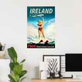 Ierland TWA Trans World Airlines Poster Nieuw Retr (Thuiskantoor)