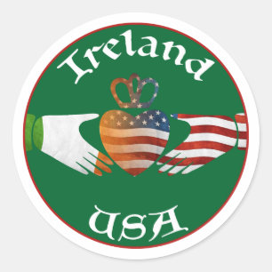 Ierland USA Claddagh Design Ronde Sticker
