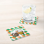 IERLAND VLAG Iers bier Vierkante Kartonnen Onderzetter (Insitu)