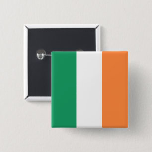Ierland Vlag: Ierse Banier, Gratis VK Vierkante Button 5,1 Cm