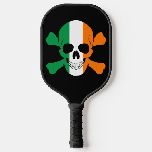 Ierland vlaggenschedel en kruisbeenderen pickleball paddle (Voorkant)