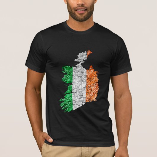 Ierland Vlagkleur Kaart T-Shirt (Voorkant)