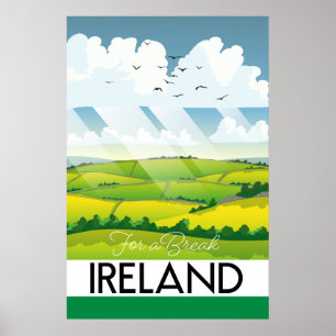 Ierland voor een briefkaart voor break-reizen poster