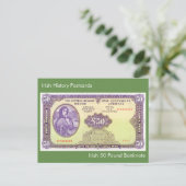 Iers 50 pond bankbiljet voor briefkaart (Staand voorkant)