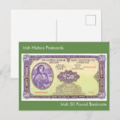 Iers 50 pond bankbiljet voor briefkaart (Voorkant / Achterkant)