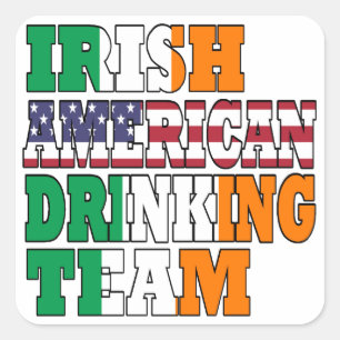 Iers Amerikaans drink team Vierkante Sticker