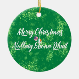 Iers-Amerikaanse tweetalige decoratie, Gaelic Keramisch Ornament