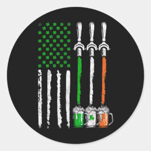 Iers bier Ierland Amerikaanse vlag St Patricks Day Ronde Sticker
