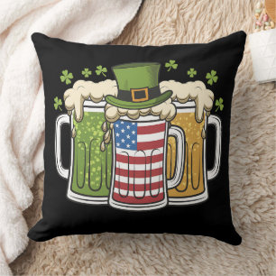Iers Bier Ierland USA Amerikaanse Vlag St. Patrick Kussen