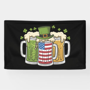 Iers Bier Ierland USA Amerikaanse Vlag St. Patrick Spandoek