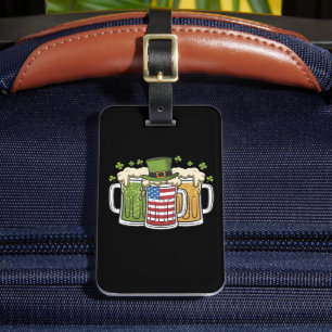 Iers Bier Ierland VS Amerikaanse Vlag St. Patrick' Bagagelabel