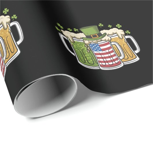 Iers Bier Ierland VS Amerikaanse Vlag St. Patrick' Cadeaupapier (Rol Hoek)
