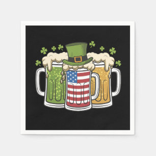 Iers Bier Ierland VS Amerikaanse Vlag St. Patrick' Servet