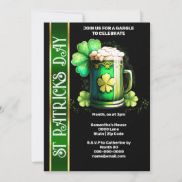 Iers bier shamrock klaver groen zwart Paddy's Day Kaart